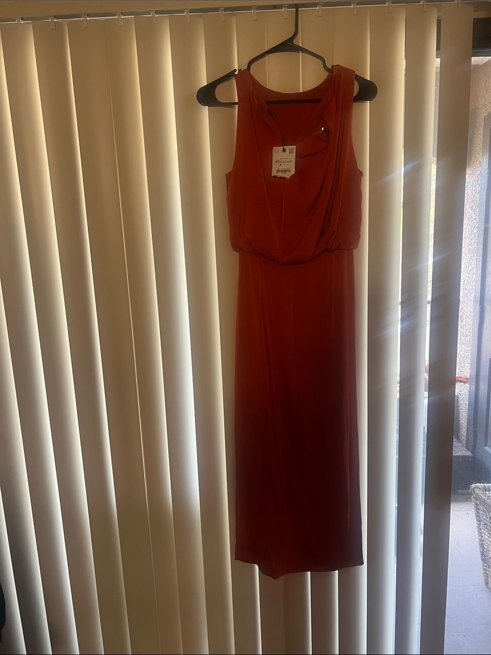 Zara Red Draped-Front Maxi Dress